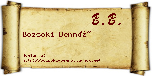 Bozsoki Bennó névjegykártya